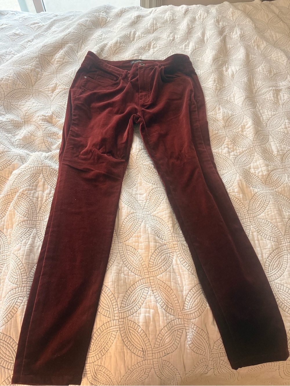 Massimo Dutti Wine Red Velvet Pants